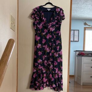 Chelsea28 Navy and Pink Floral Maxi Dress